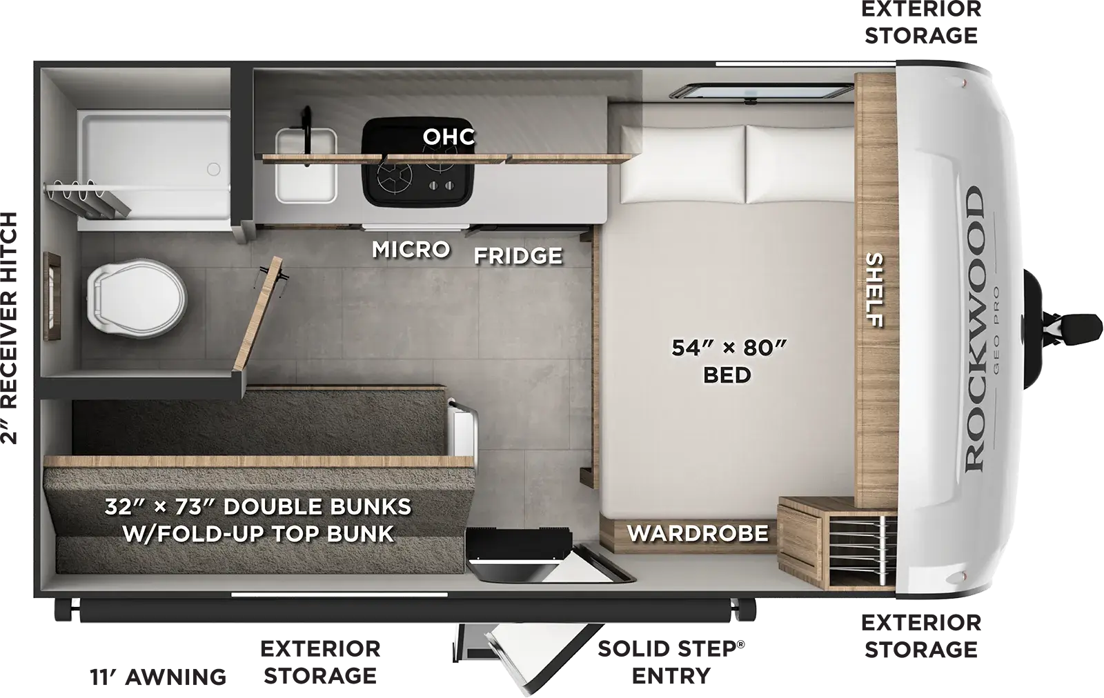 Floorplan diagram for 2027 Rockwood Geo Pro G13BLE