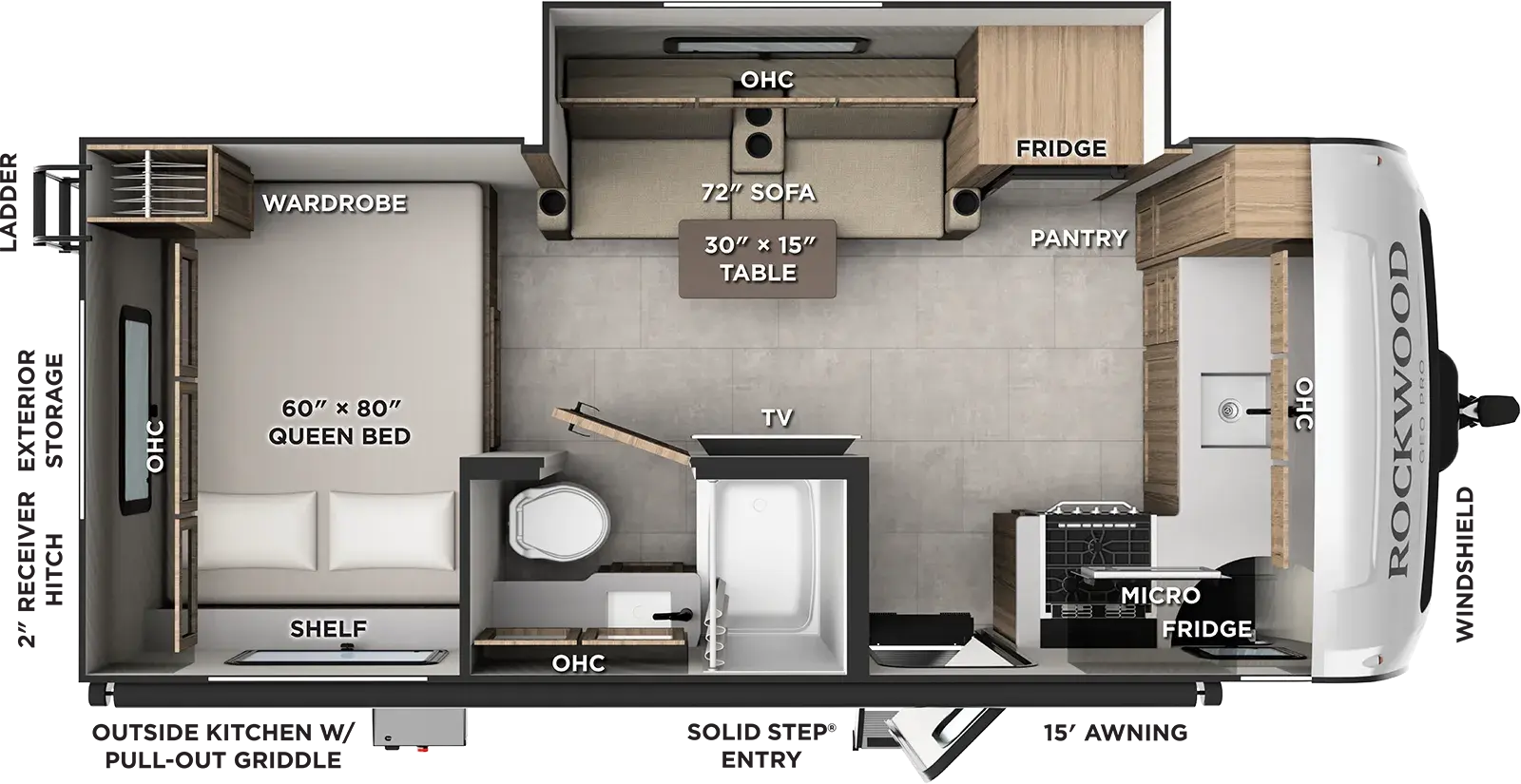 Floorplan diagram for 2027 Rockwood Geo Pro G20SFK