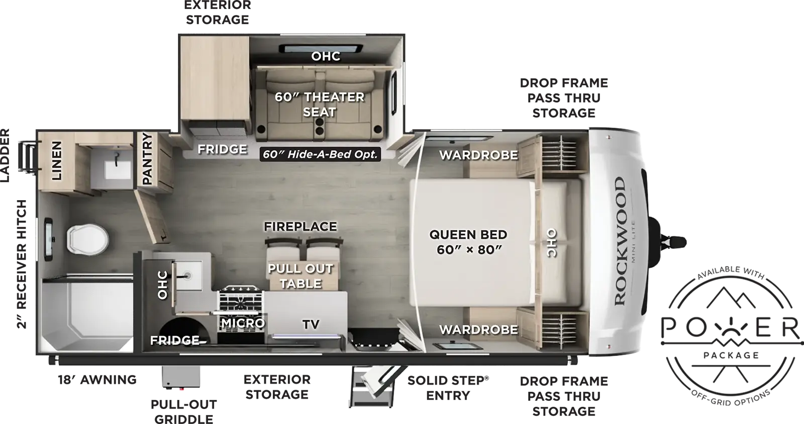Floorplan diagram for 2027 Rockwood Mini Lite 2213S