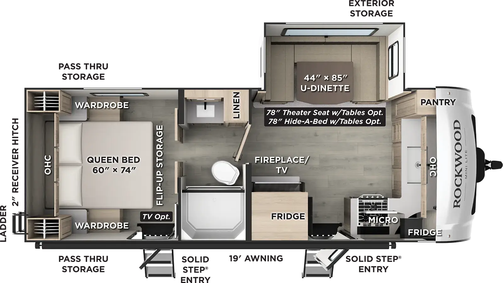 Floorplan diagram for 2027 Rockwood Mini Lite 2506FK
