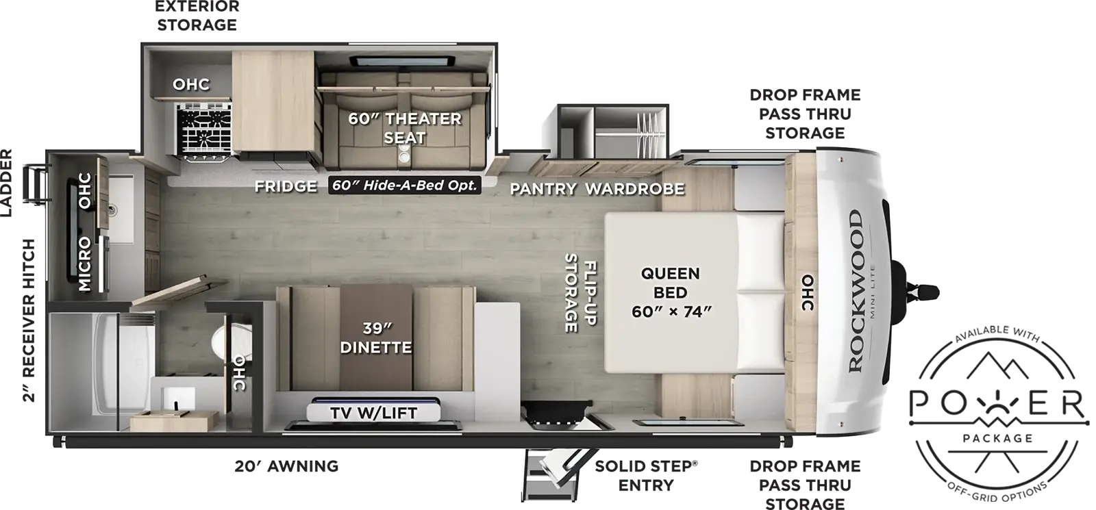 Floorplan diagram for 2027 Rockwood Mini Lite 2522FB