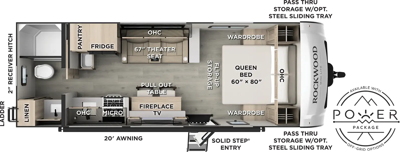 Floorplan diagram for 2027 Rockwood Mini Lite 2524FBT