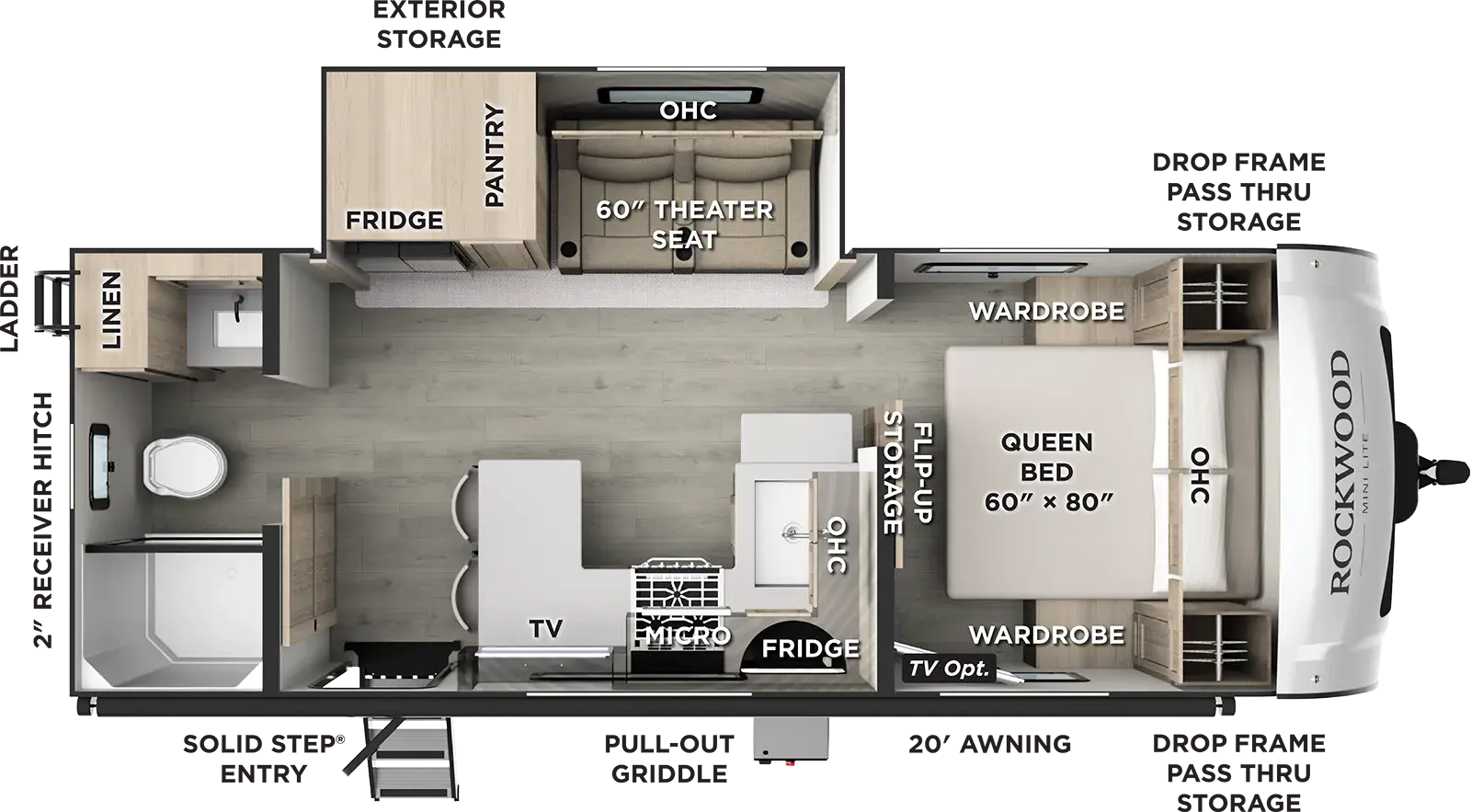 Floorplan diagram for 2027 Rockwood Mini Lite 2525RB