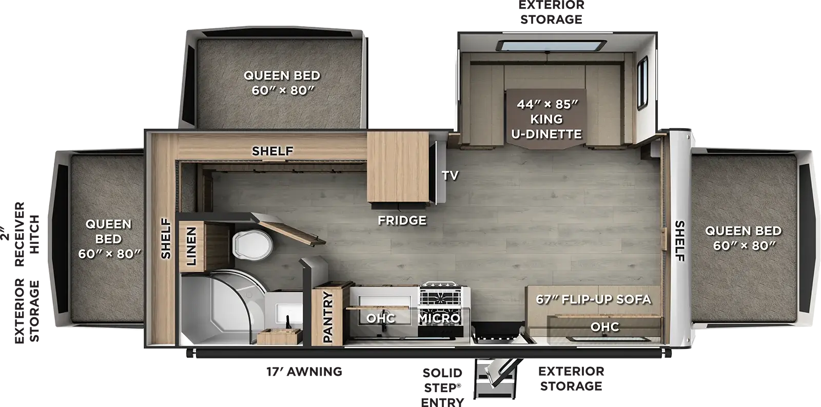 Floorplan diagram for 2027 Rockwood Roo 233S