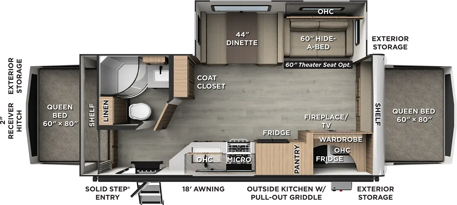Floorplan diagram for 2027 Rockwood Roo 235S