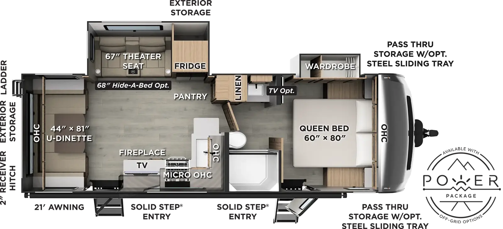 Floorplan diagram for 2027 Rockwood Ultra Lite Travel Trailers 2618RD