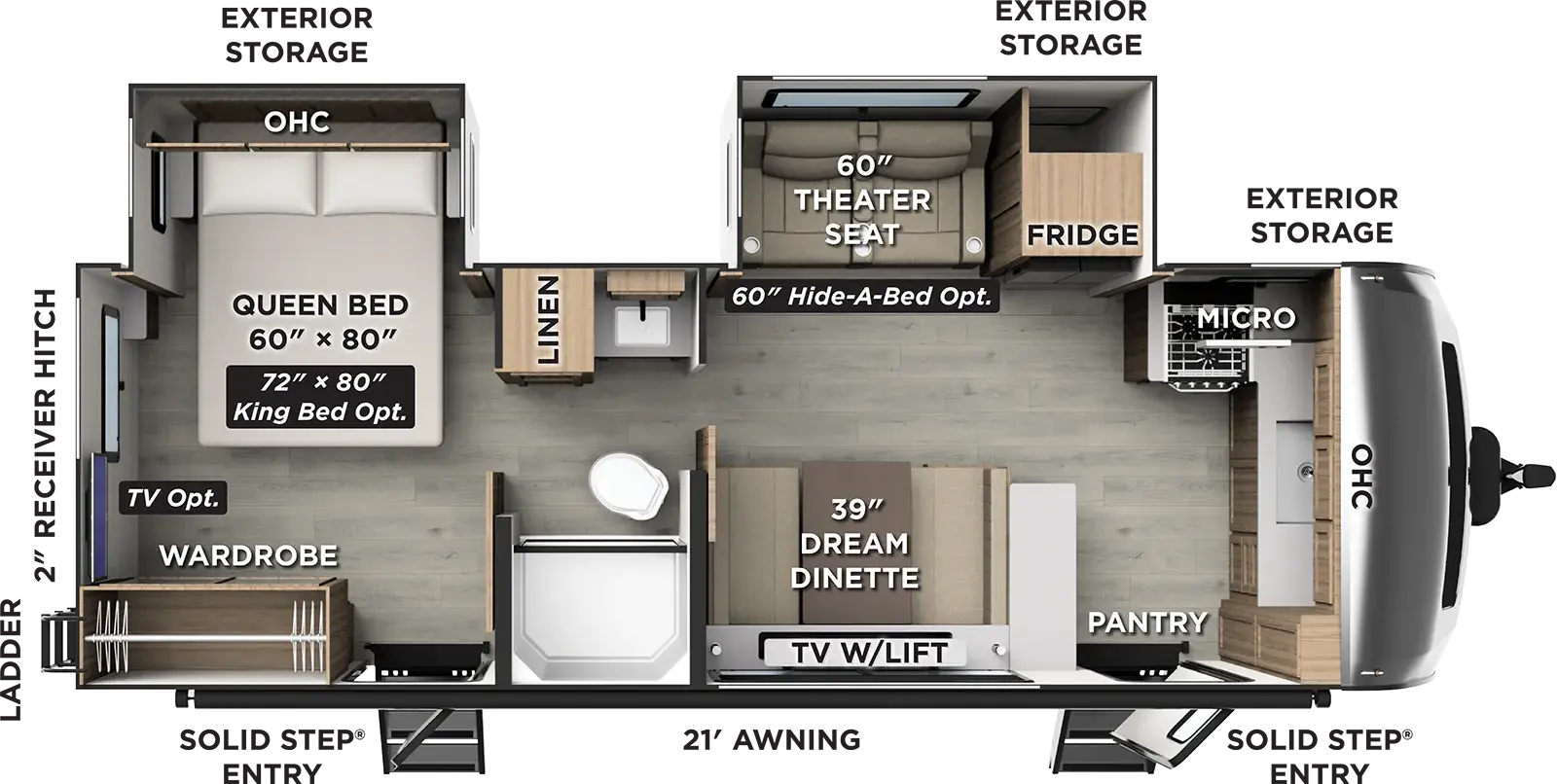 Floorplan diagram for 2027 Rockwood Ultra Lite Travel Trailers 2619FK