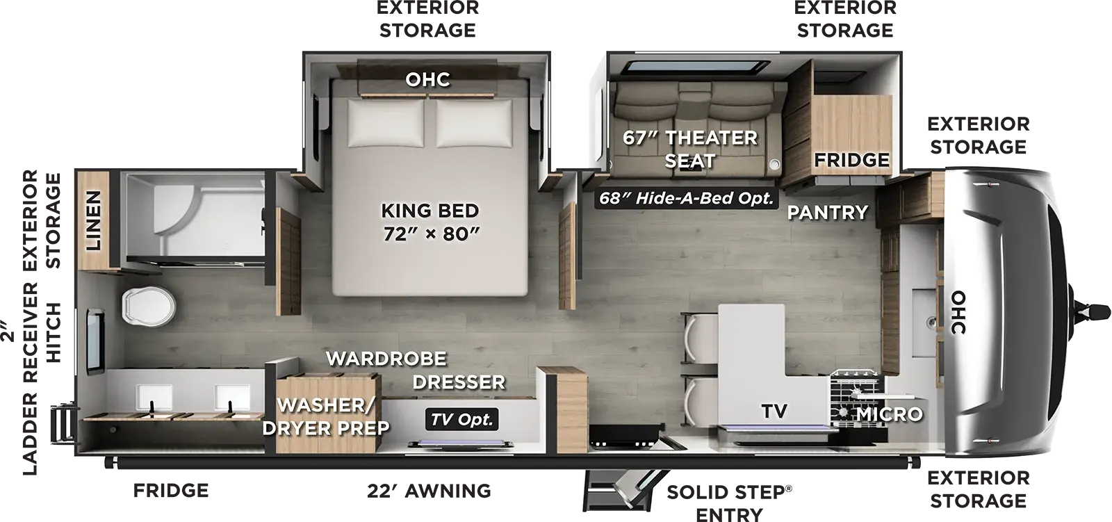 Floorplan diagram for 2027 Rockwood Ultra Lite Travel Trailers 2623MBR