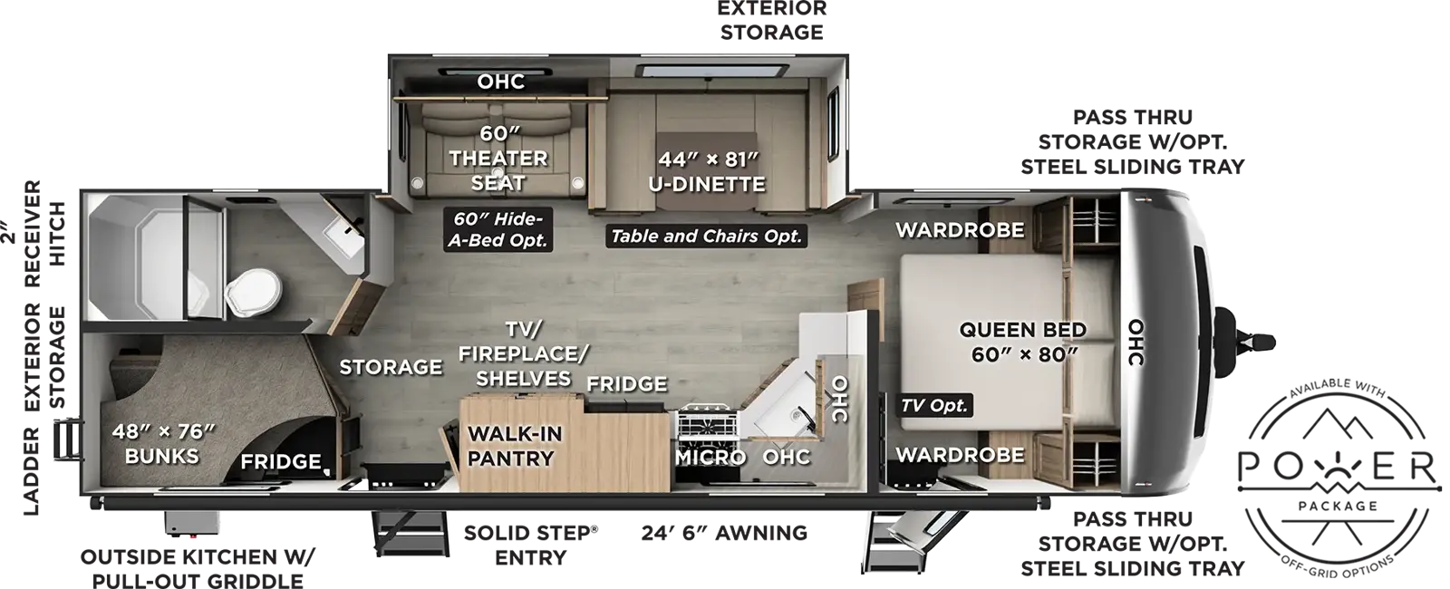 Floorplan diagram for 2027 Rockwood Ultra Lite Travel Trailers 2706BH