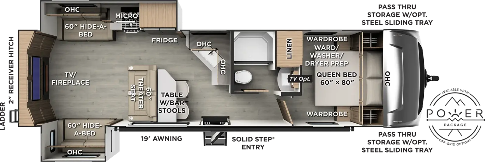 Floorplan diagram for 2027 Rockwood Ultra Lite Travel Trailers 2921RL