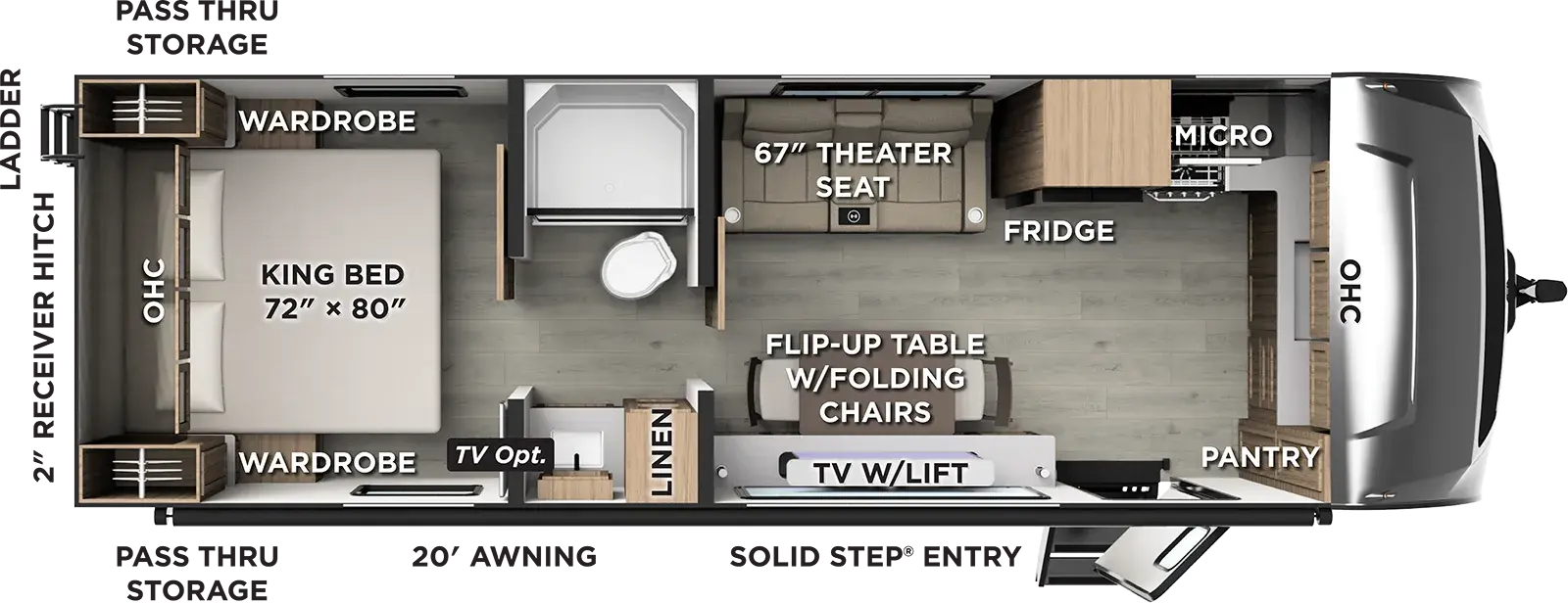 Floorplan diagram for 2027 Rockwood Ultra Lite Travel Trailers 301FKT
