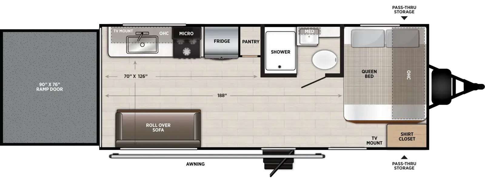 Floorplan diagram for 2027 Salem FSX 190GT