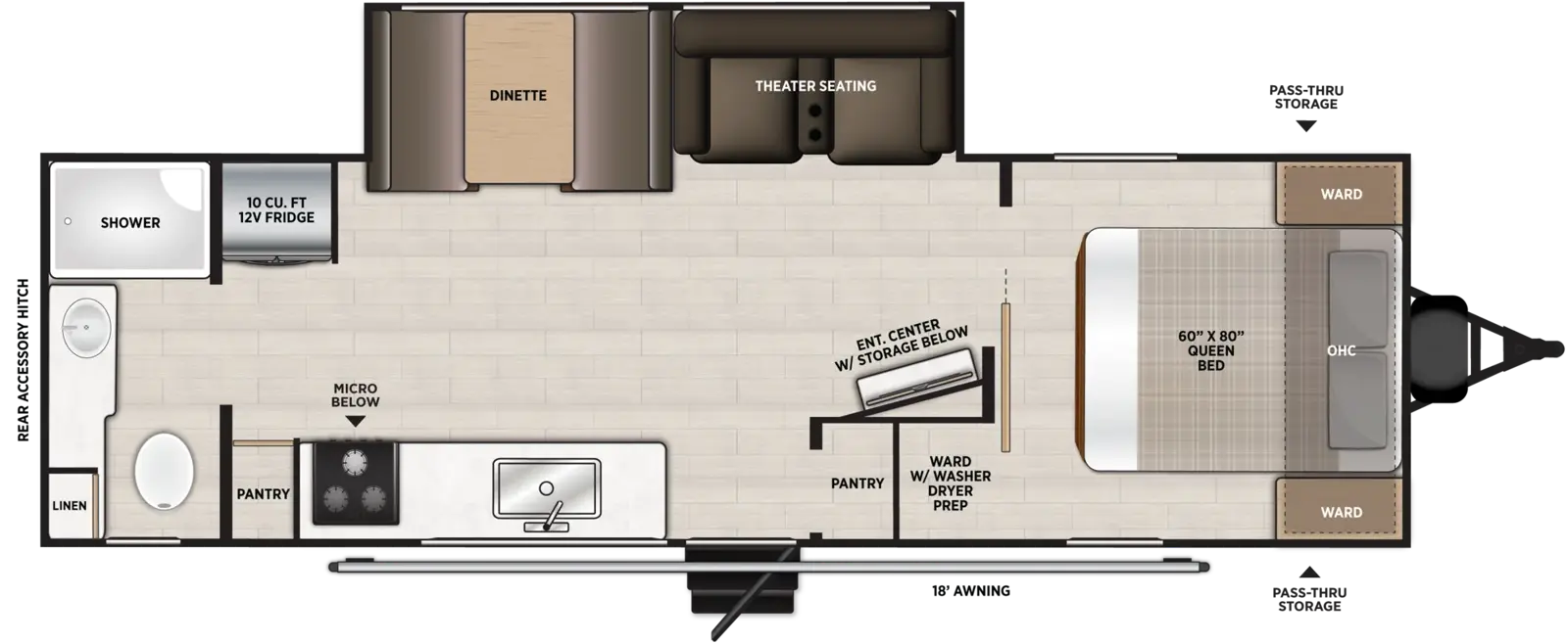 Floorplan diagram for 2027 Salem Hemisphere Travel Trailers 255RBHL