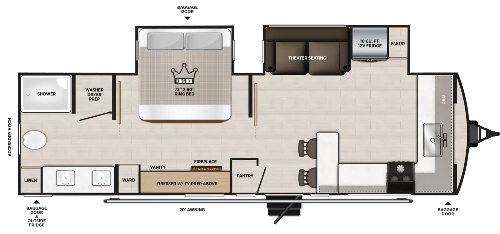 Floorplan diagram for 2027 Salem Hemisphere Travel Trailers 261FKRB