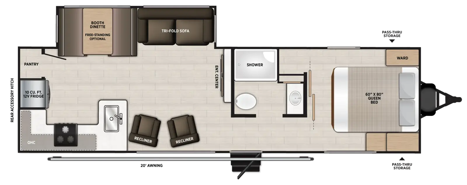 Floorplan diagram for 2027 Salem Hemisphere Travel Trailers 28RKHL