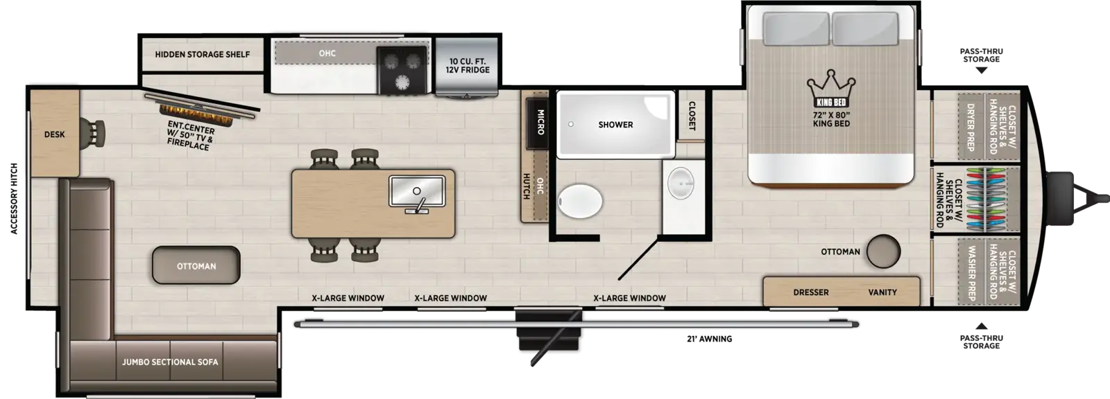 Floorplan diagram for 2027 Salem Hemisphere Travel Trailers 323RLI