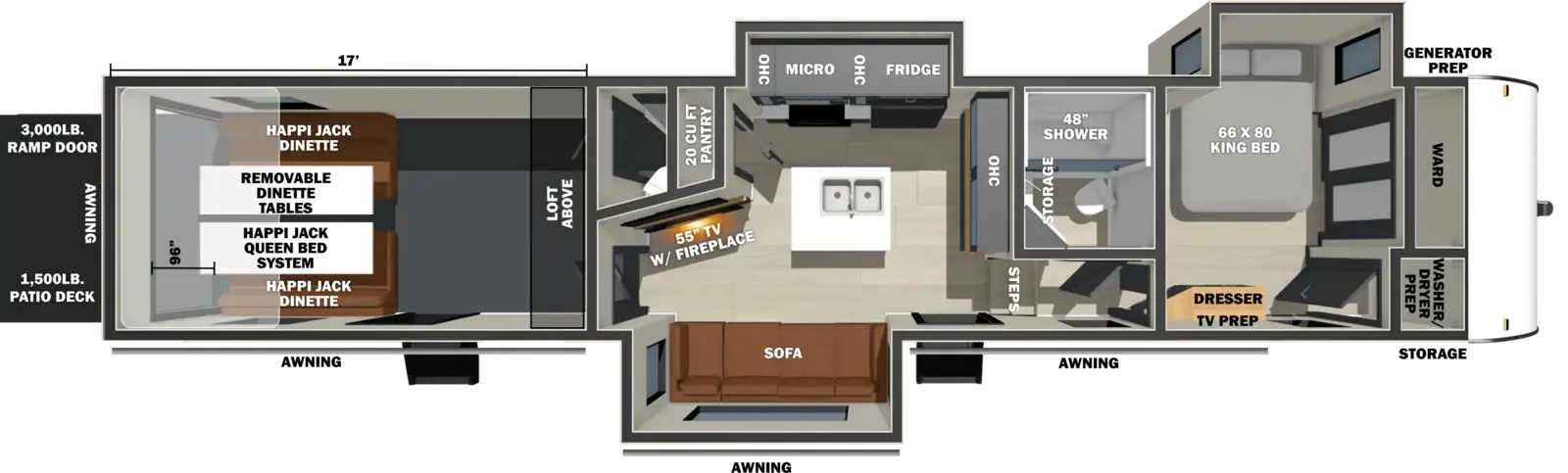 Floorplan diagram for 2027 Sandstorm 4017GX