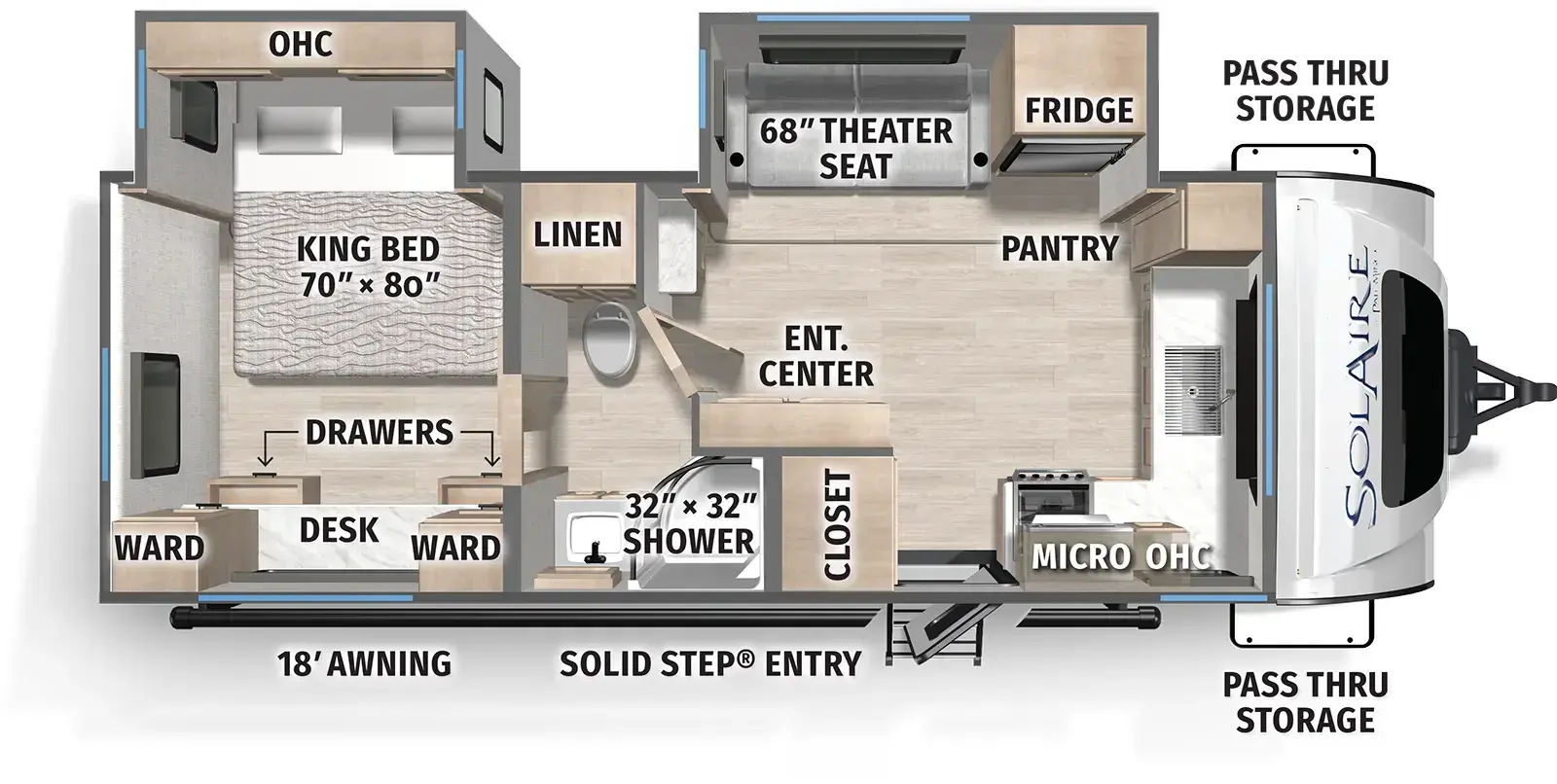Floorplan diagram for 2026 Solaire 2300FKBS