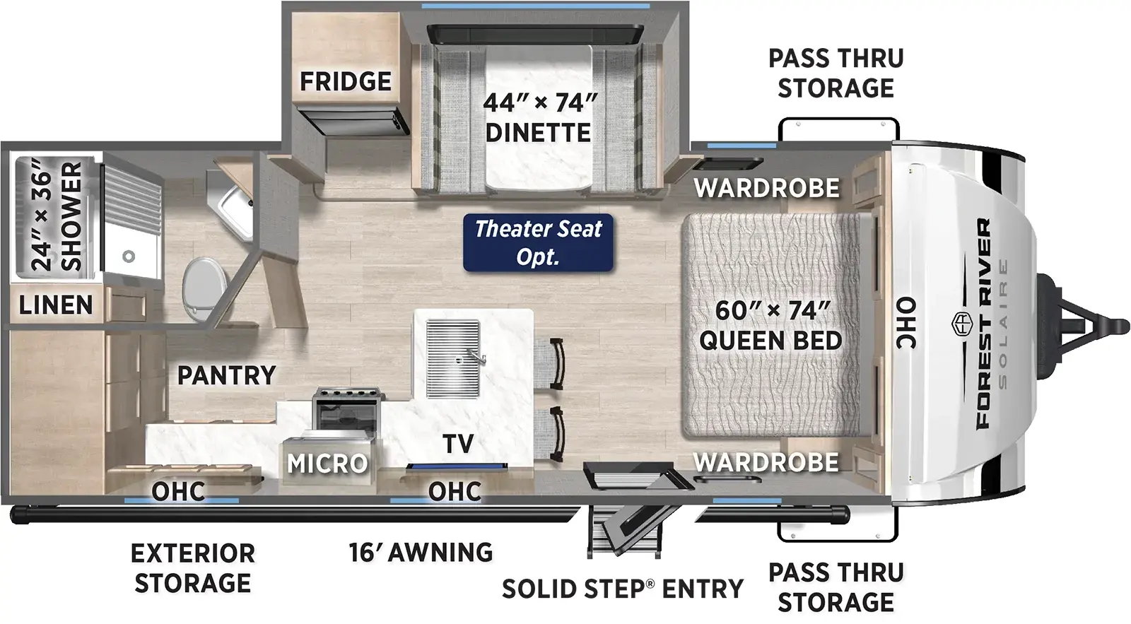 Floorplan diagram for 2026 Solaire 232UD