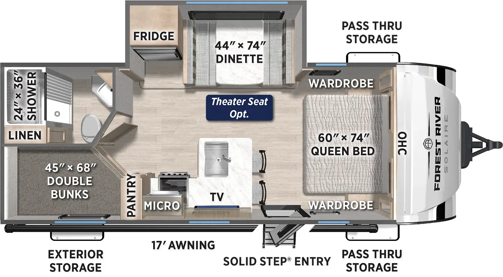 Floorplan diagram for 2026 Solaire 235BH