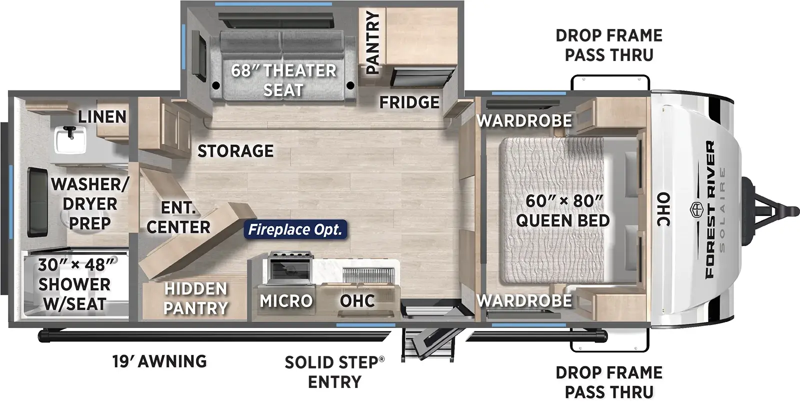 Floorplan diagram for 2026 Solaire 2420RBS