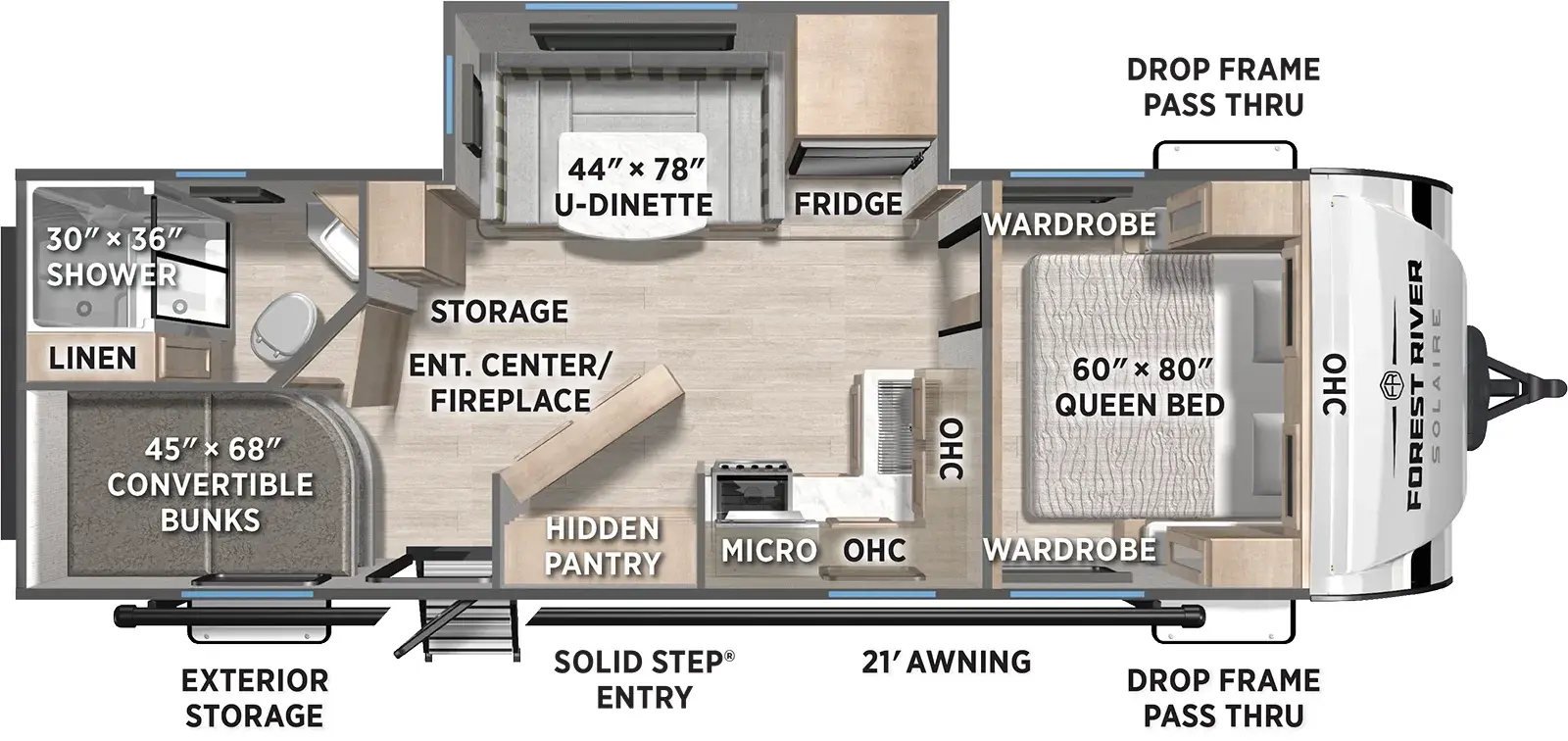 Floorplan diagram for 2026 Solaire 2430BHS