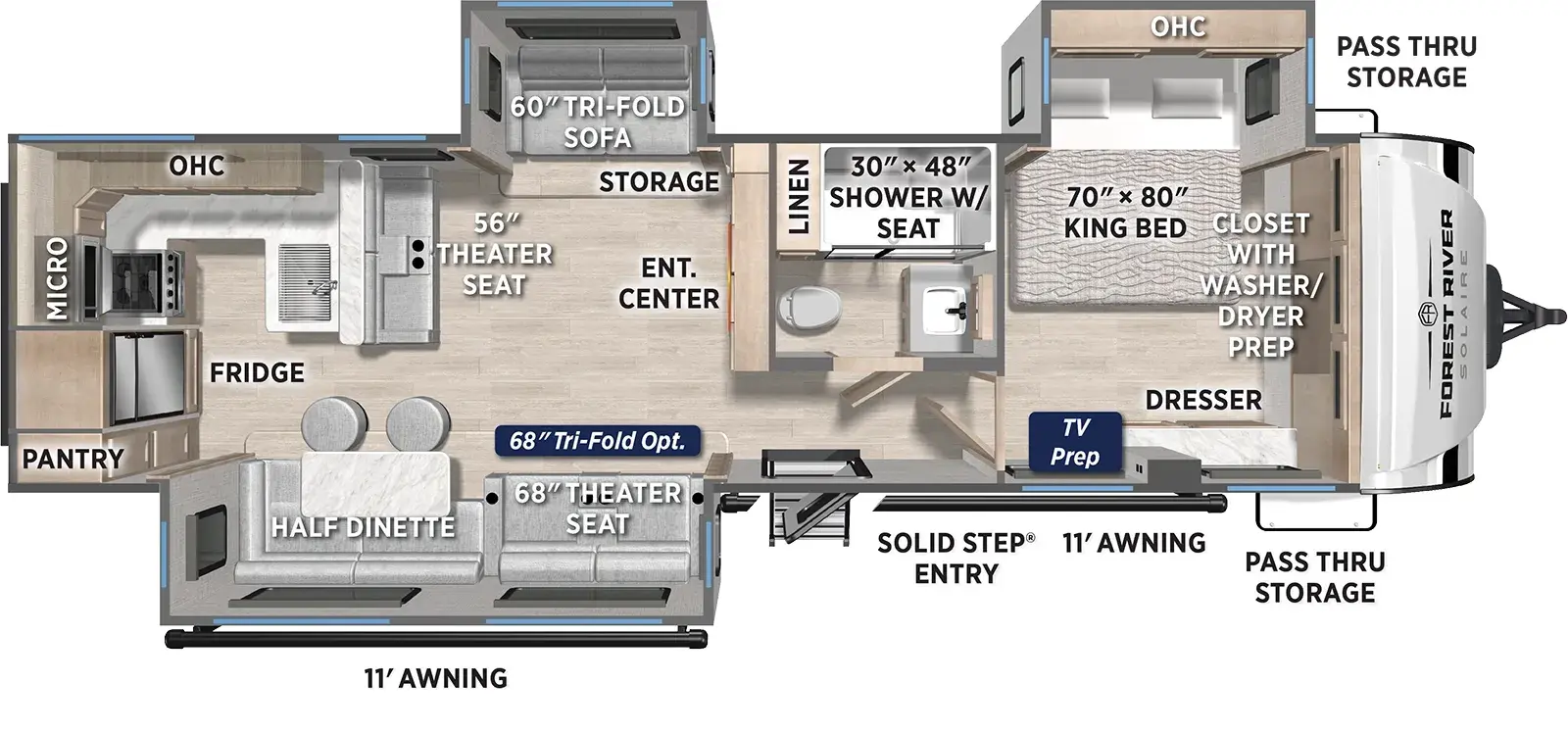 Floorplan diagram for 2026 Solaire 3060RKTS