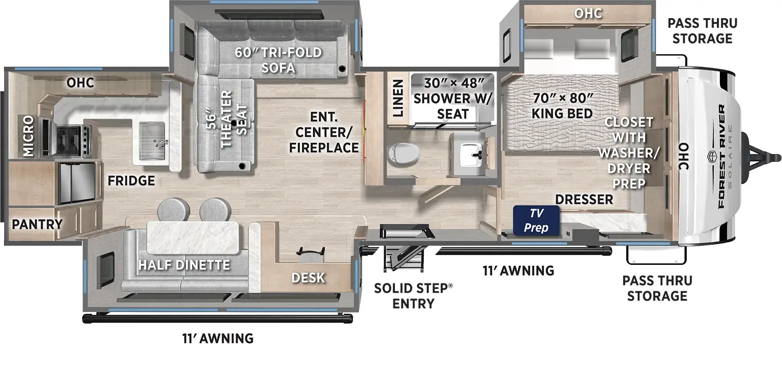 Floorplan diagram for 2026 Solaire 3070RKLS