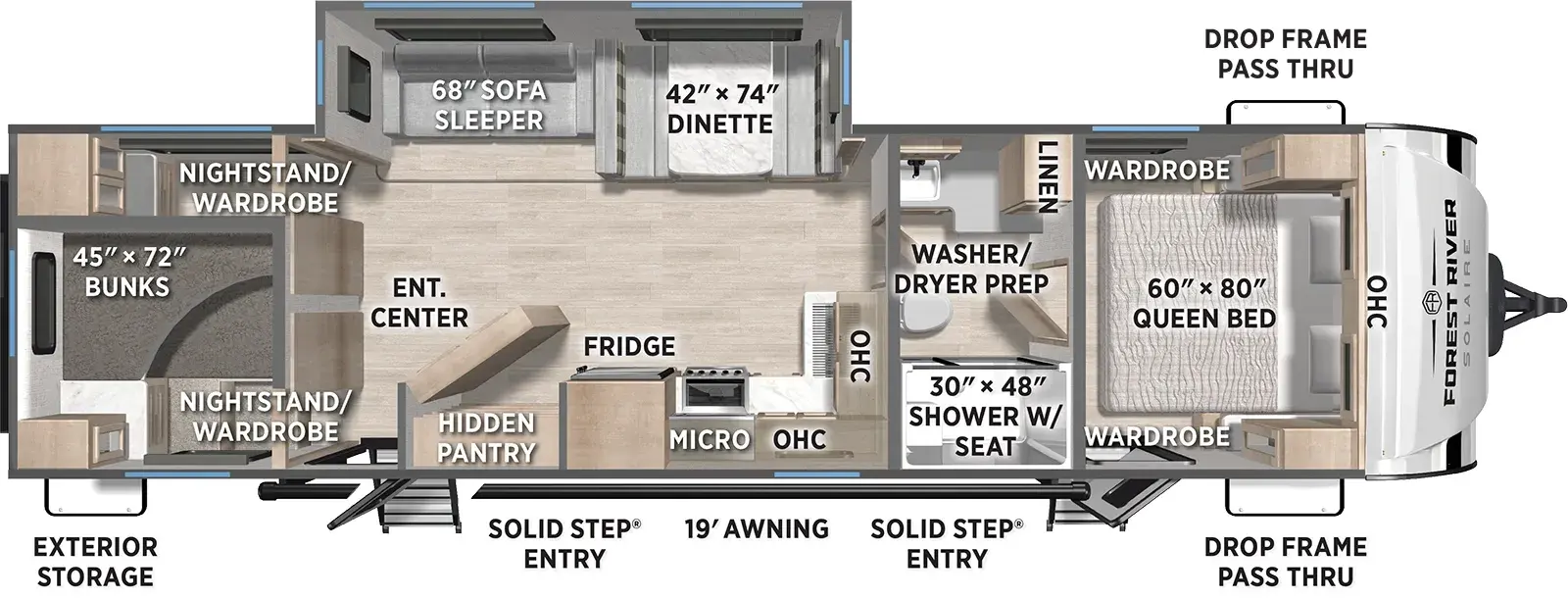 Floorplan diagram for 2026 Solaire 3150TBSS