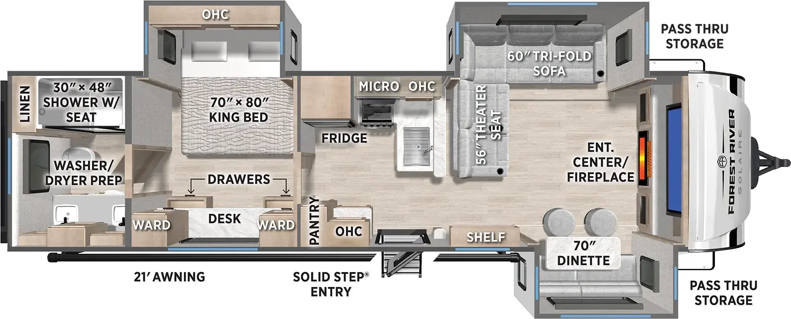 Floorplan diagram for 2026 Solaire 3300FLBS