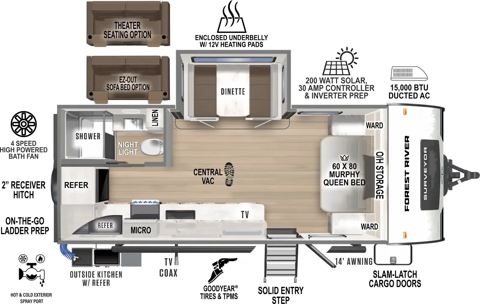 Floorplan diagram for 2026 Surveyor Legend 203RKLE