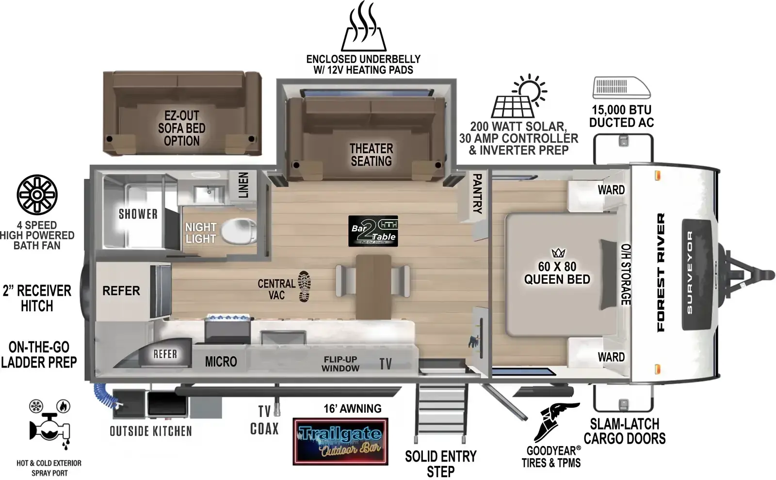 Floorplan diagram for 2026 Surveyor Legend 205RKLE
