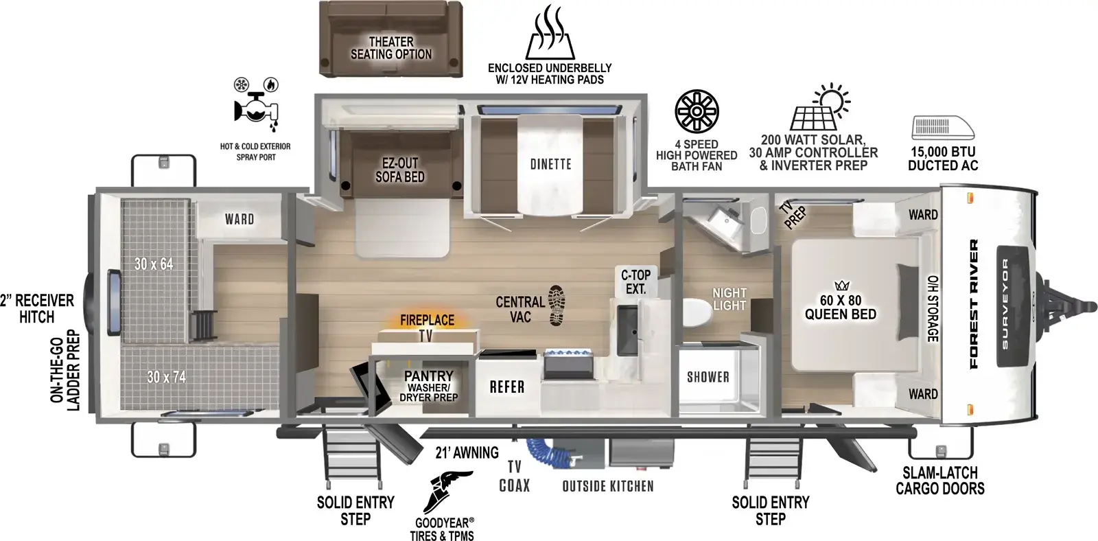 Floorplan diagram for 2026 Surveyor Legend 296QBLE