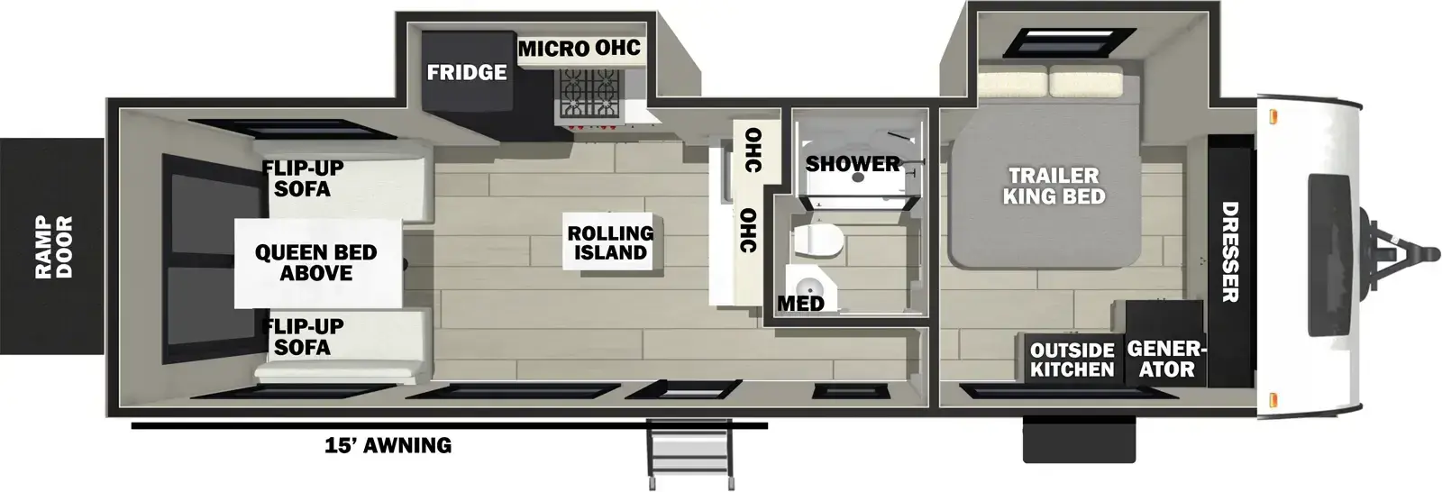 Floorplan diagram for 2026 Vengeance Rogue Armored Travel Trailers 26L140