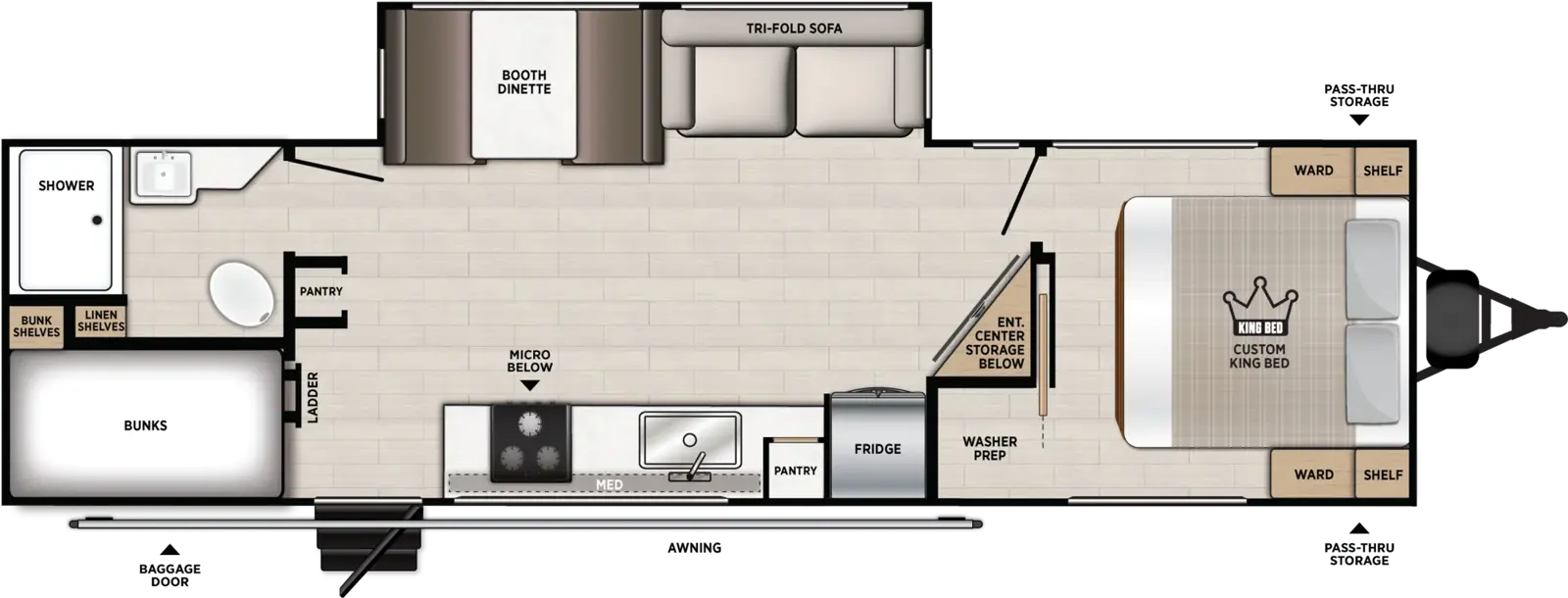Floorplan diagram for 2027 Vibe 2600BH