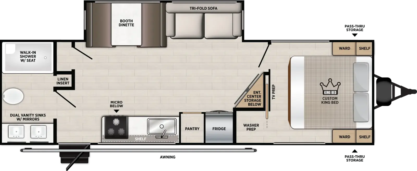 Floorplan diagram for 2027 Vibe 2600RB