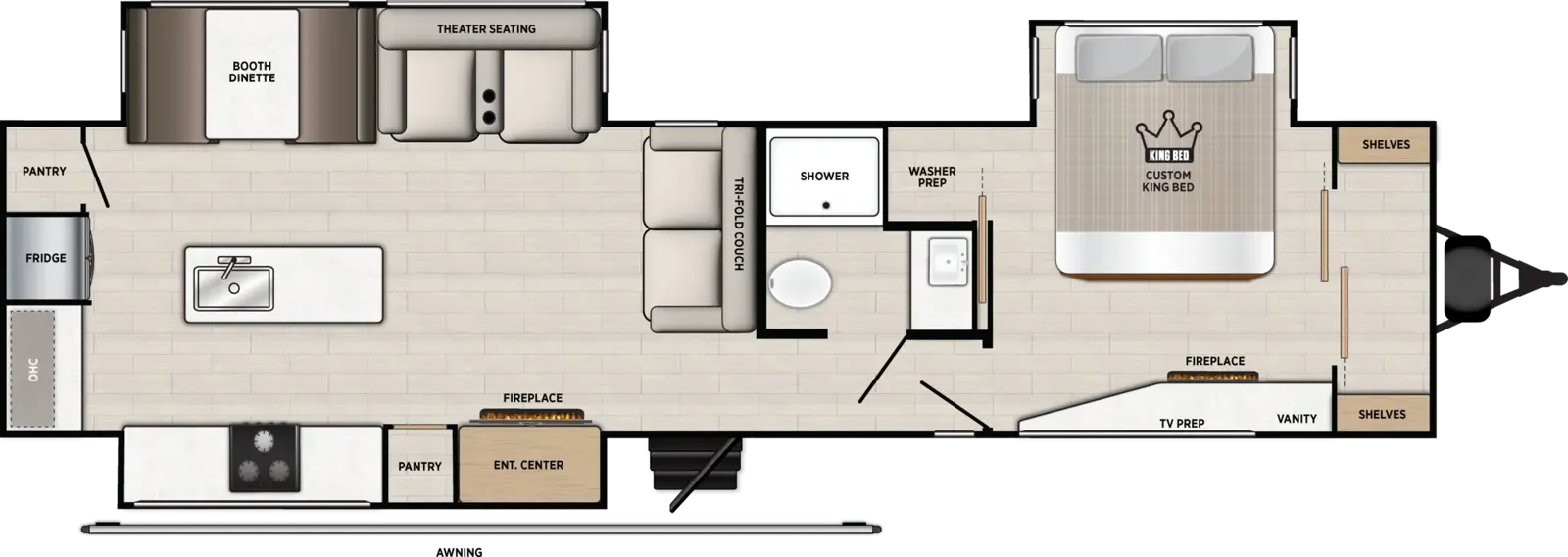 Floorplan diagram for 2027 Vibe 3400XL