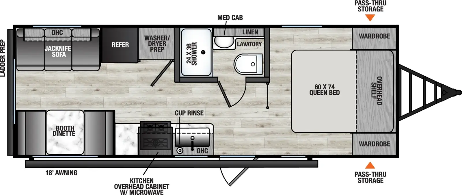 Floorplan diagram for 2026 Viking Travel Trailers 242MK