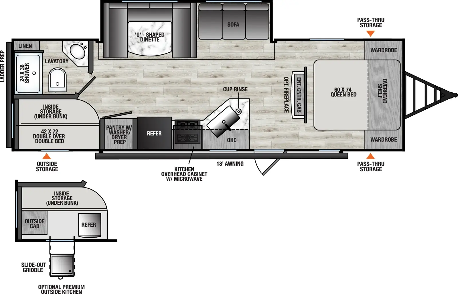 Floorplan diagram for 2026 Viking Travel Trailers 262DBS