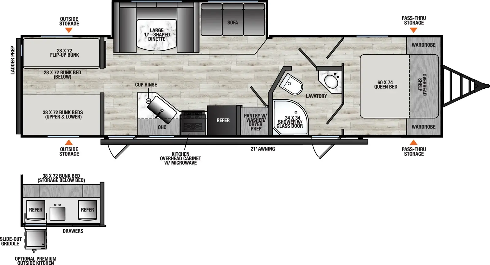 Floorplan diagram for 2026 Viking Travel Trailers 292TB