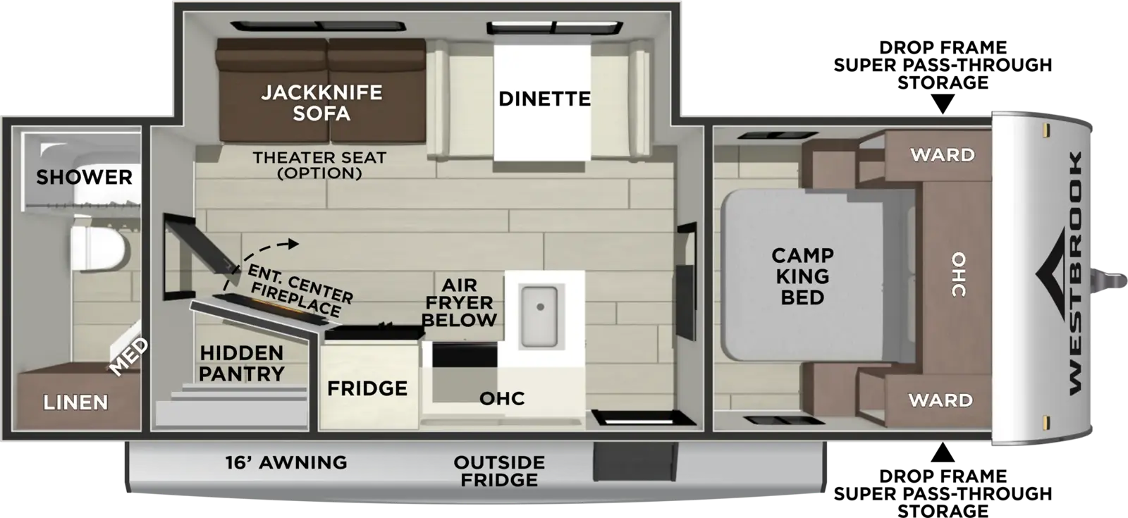 Floorplan diagram for 2027 Westbrook 26RBXC
