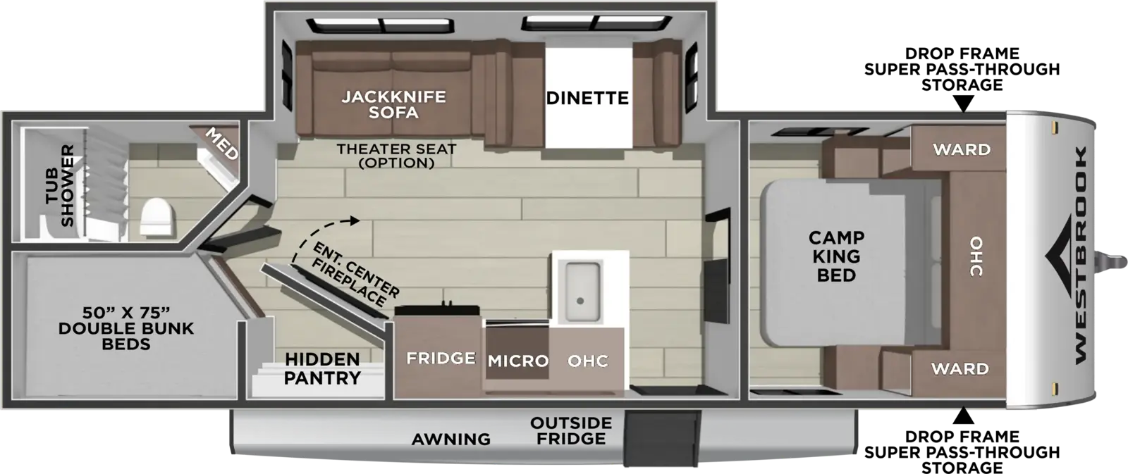 Floorplan diagram for 2027 Westbrook 27CC