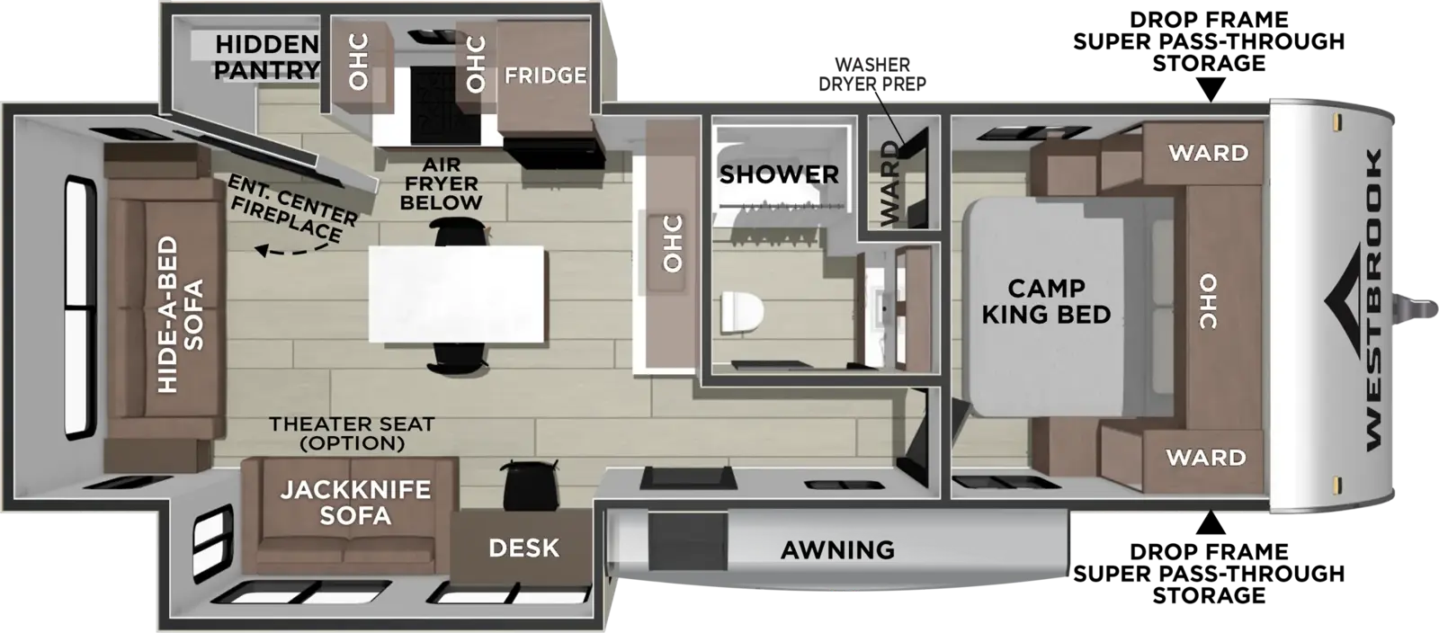 Floorplan diagram for 2027 Westbrook 27REXC