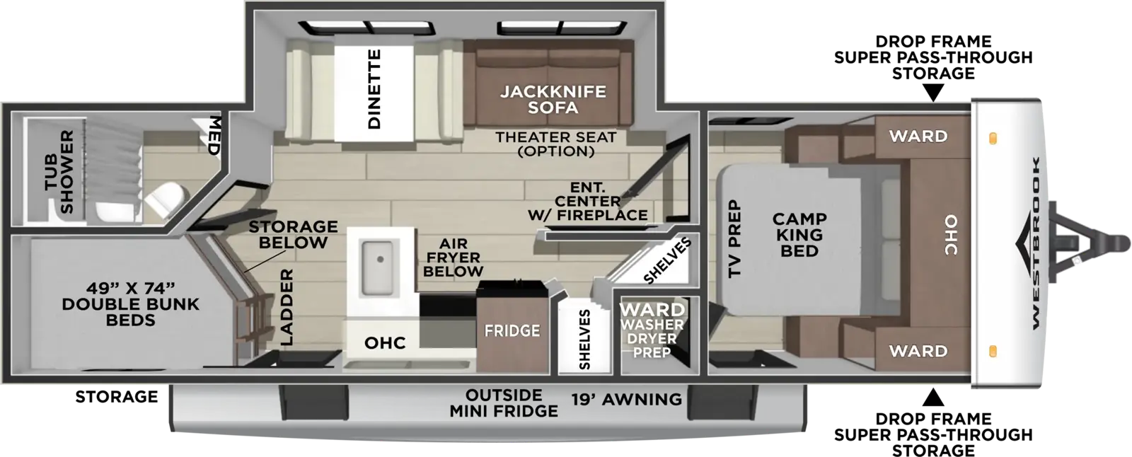 Floorplan diagram for 2027 Westbrook Luxury 285BHLC