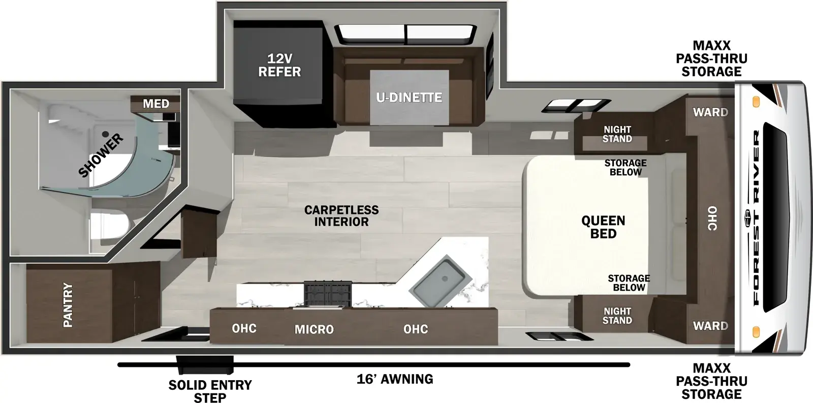 Floorplan diagram for 2026 Wildcat Travel Trailers 220BATH