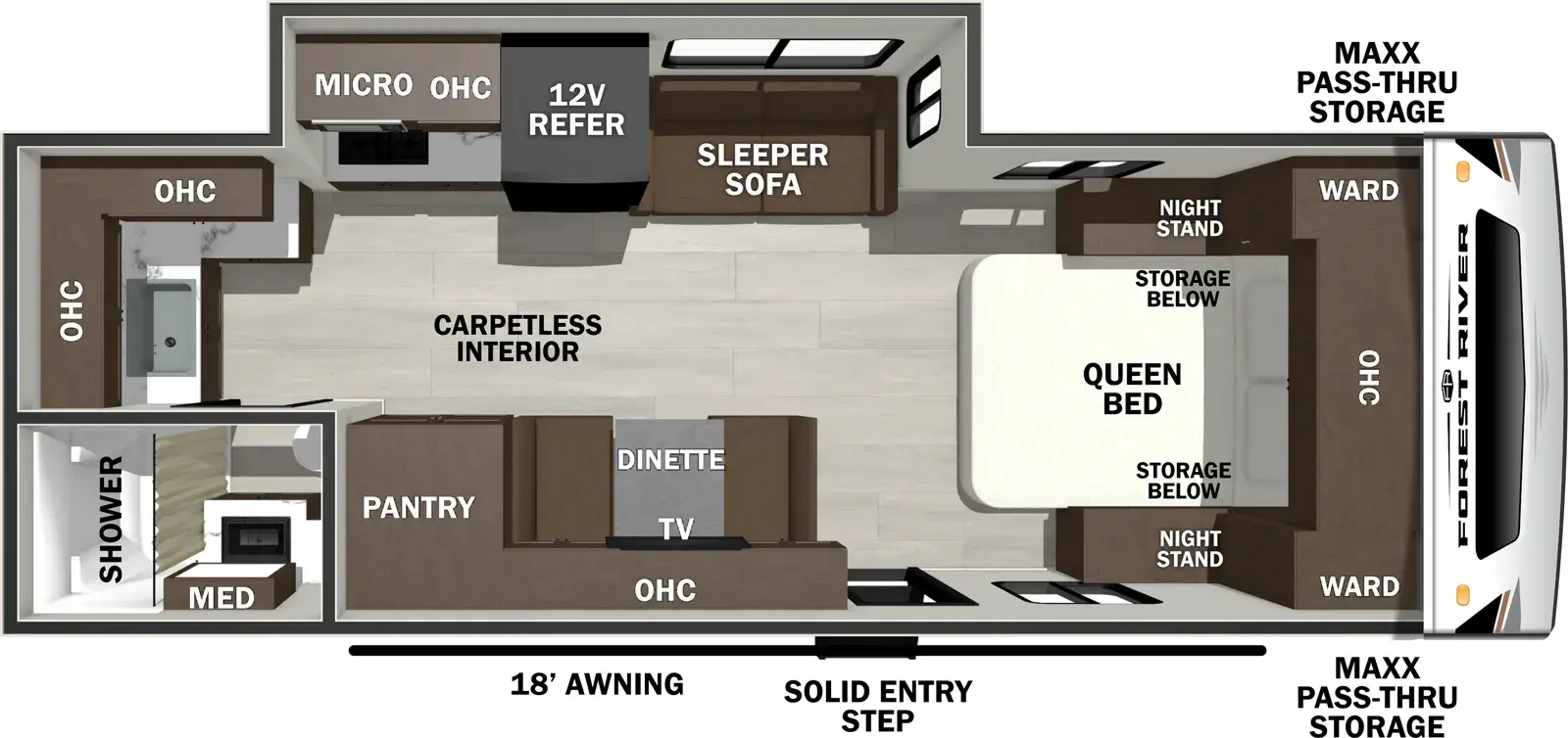 Floorplan diagram for 2026 Wildcat Travel Trailers 221CHEF