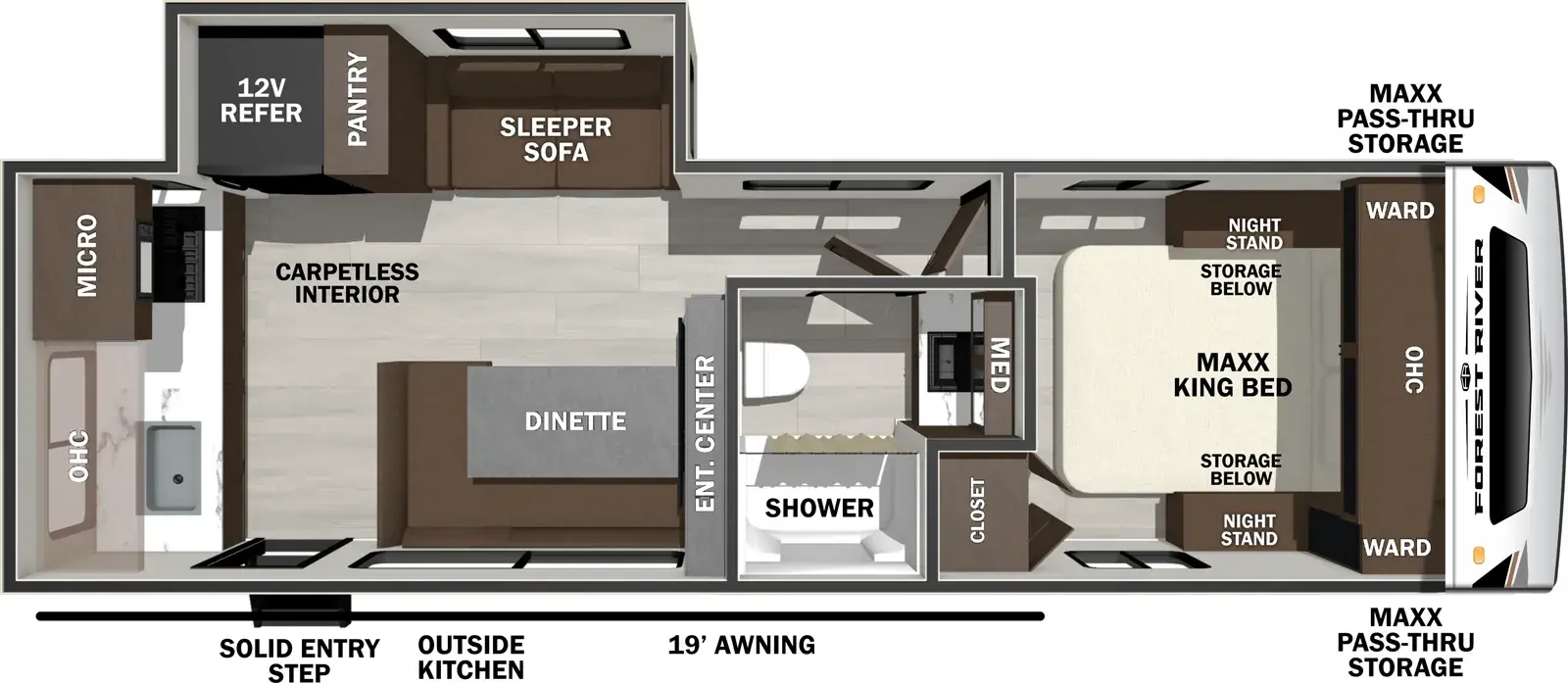 Floorplan diagram for 2026 Wildcat Travel Trailers 249RKX