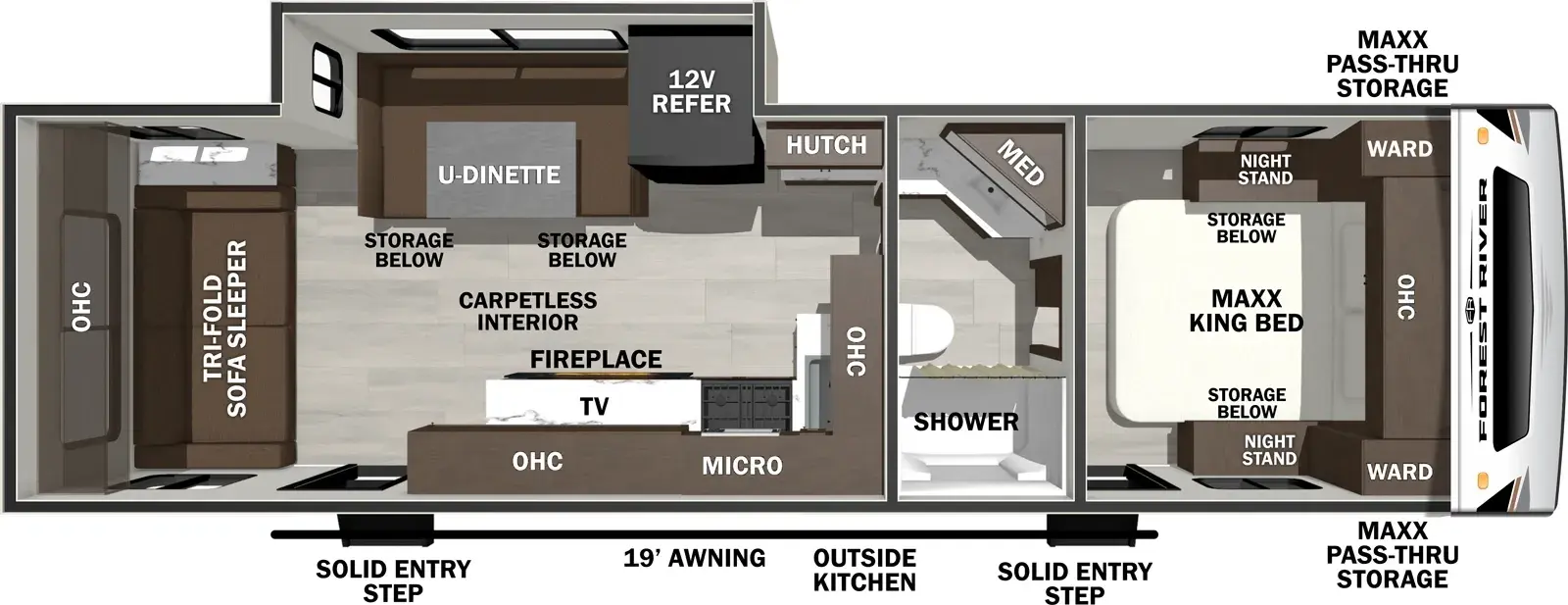 Floorplan diagram for 2026 Wildcat Travel Trailers 261RLX