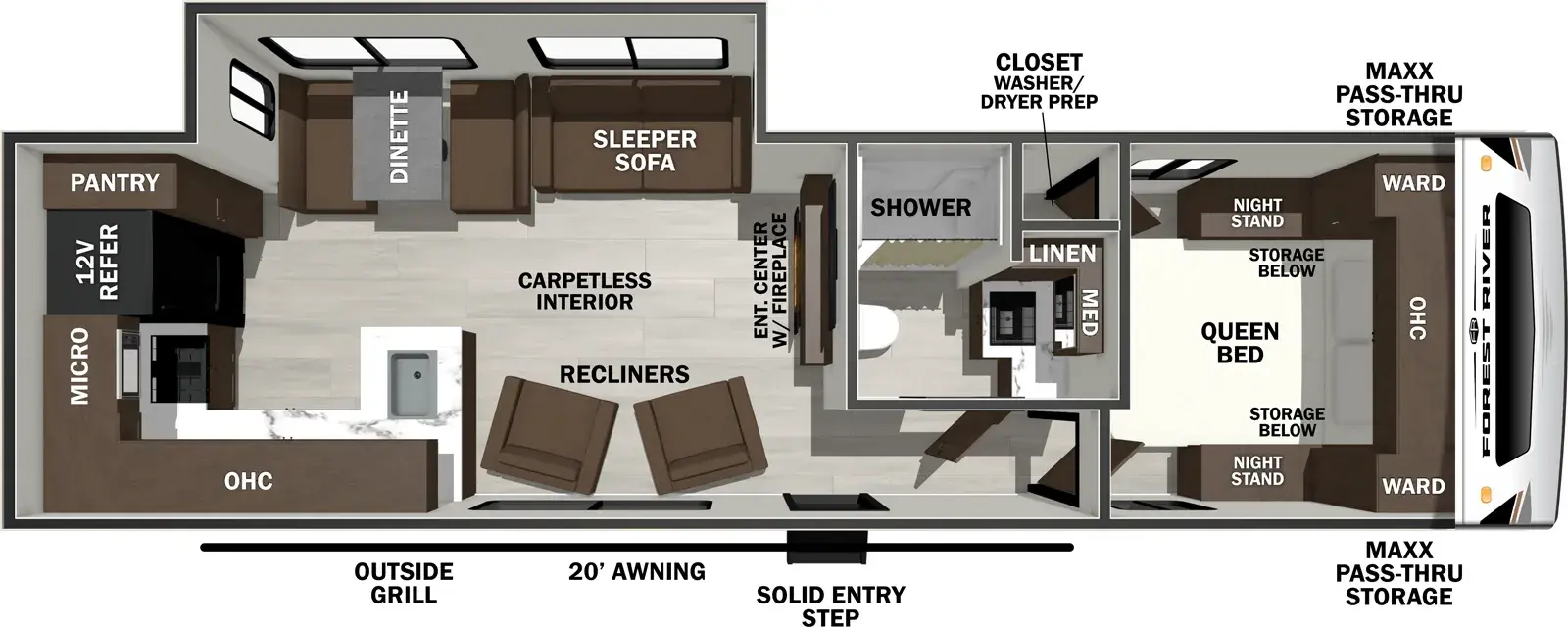 Floorplan diagram for 2026 Wildcat Travel Trailers 271CHEF