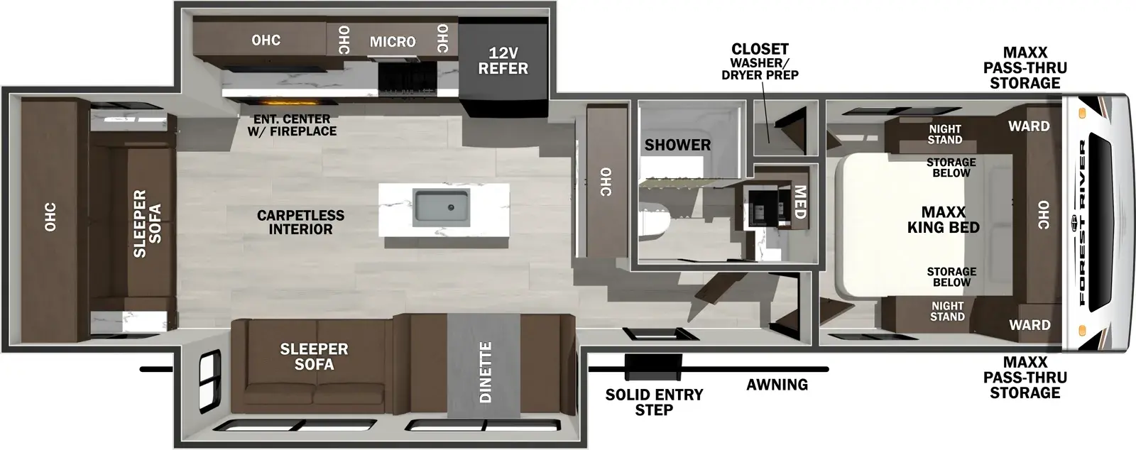 Floorplan diagram for 2026 Wildcat Travel Trailers 278RLX